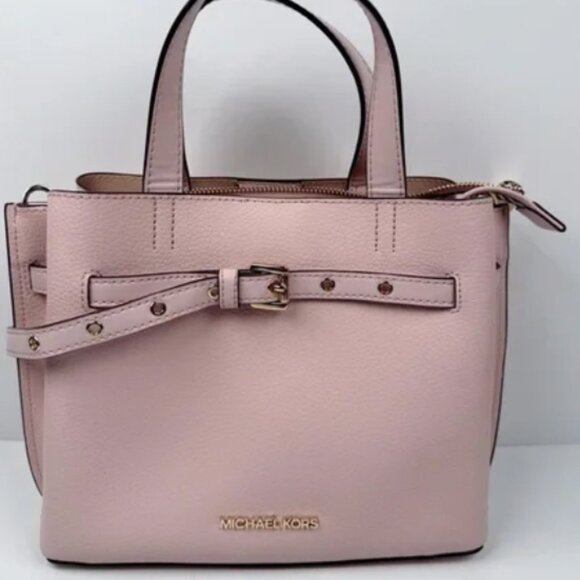 MICHAEL Michael Kors Handbags - Michael Kors Emilia Small Pink Pebbled Leather Satchel Tote Bag